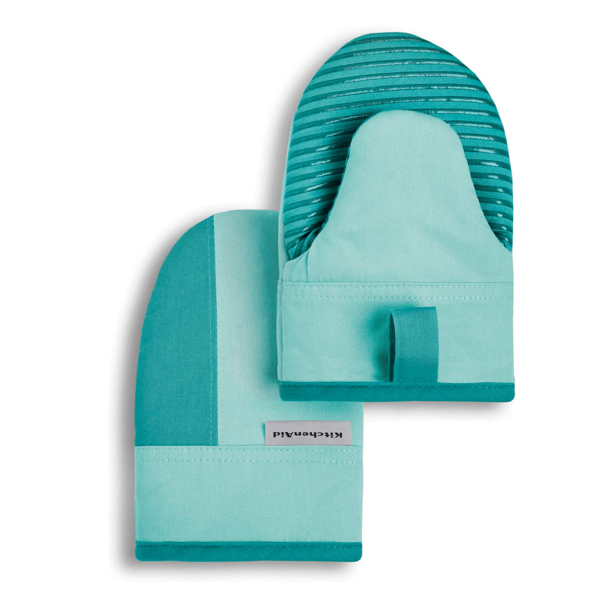 KitchenAid Beacon Two-Tone Non-Slip Mini Oven Mitt Set, Milkshake Tan/Beige, 5.5"x8", 2 Piece