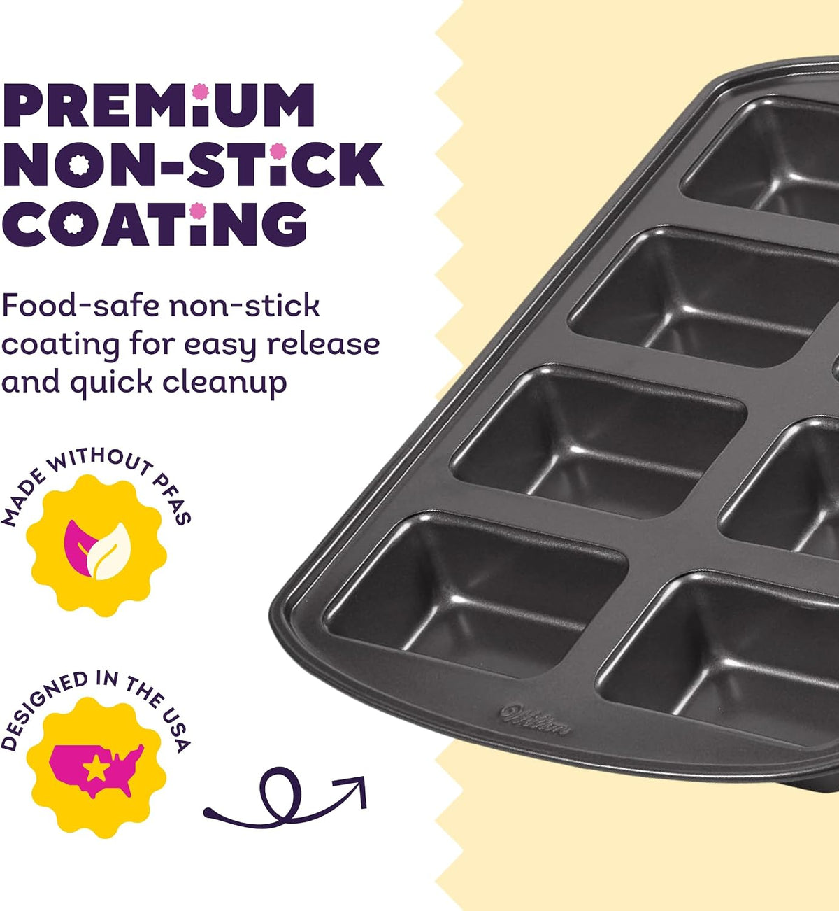 Wilton Gold Non-Stick Mini Loaf Pan, Made Without PFAS, 8-Cavity