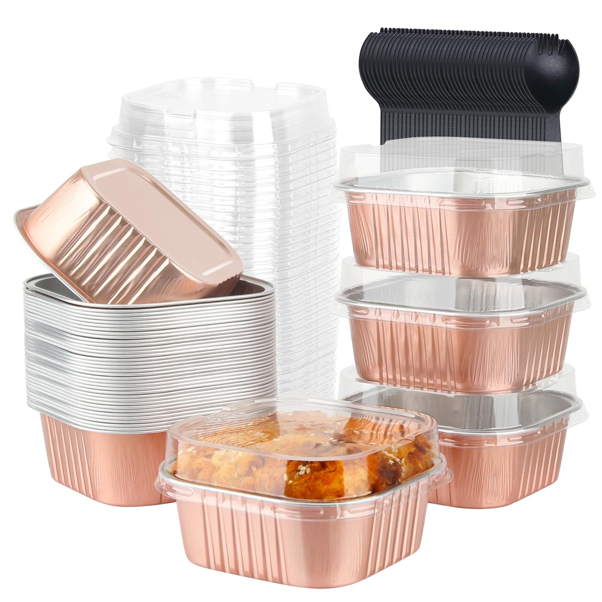 LNYZQUS 10oz Mini Cake Pans with Lids, Small Cinnamon Roll Containers