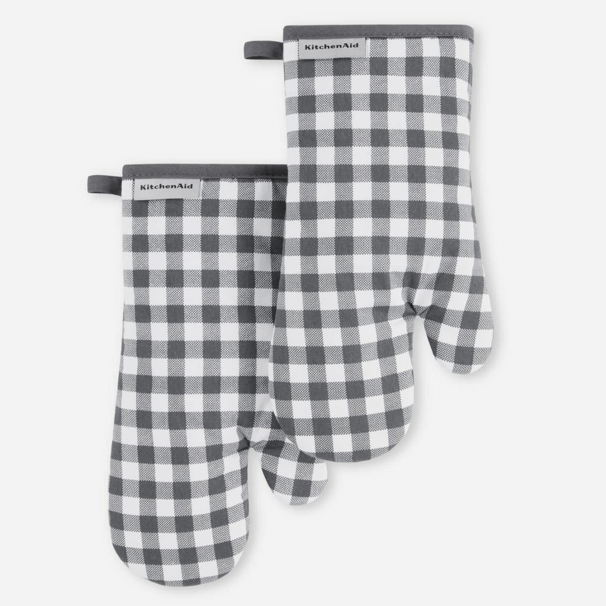 KitchenAid Gingham Oven Mitt 2-Pack Set, Blue Velvet, 7"x13"
