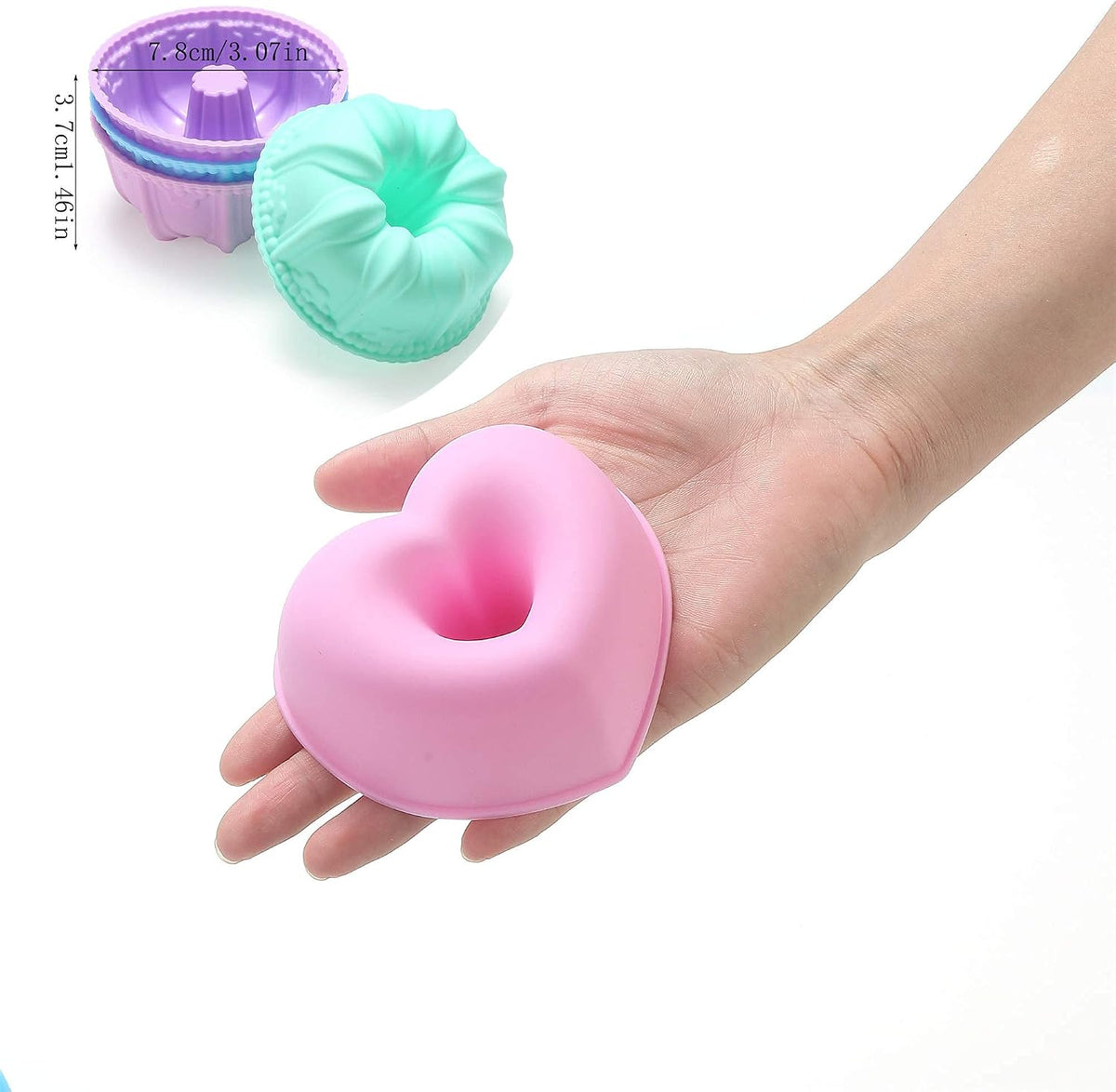 To encounter 24Pack Silicone Molds, Nonstick 3 inches Donut Mold, Silicone Baking Cups, Donut Pan, Muffin, Jello, Bagel Pan, Oven- Microwave- Dishwasher Safe