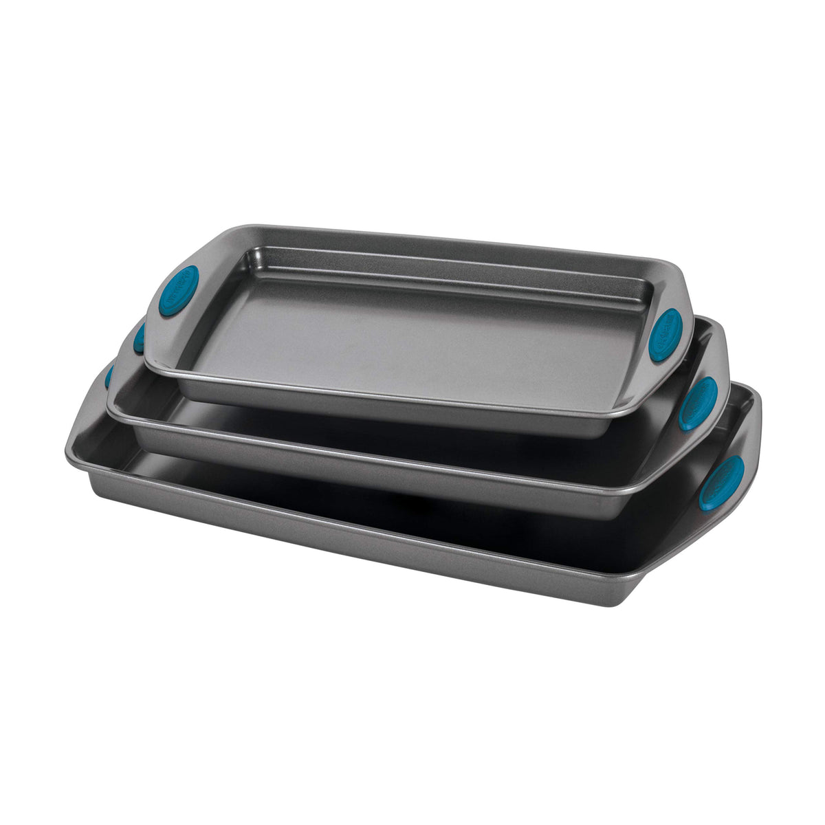 Rachael Ray Nonstick Bakeware Cookie Pan Set, Baking Sheets, 3-Piece, Gray