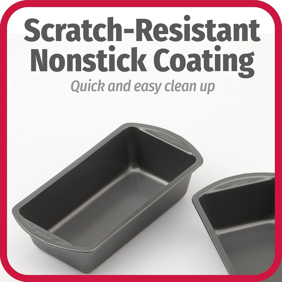 GoodCook Nonstick Loaf Pan 8 x 4-Inch Heavy-Duty Steel Bakeware with Easy-Clean Non-Stick Coating, Oven & Dishwasher Safe Pan for Meatloaf Breads Lasagnas Casseroles & More, Set of 2, Gray