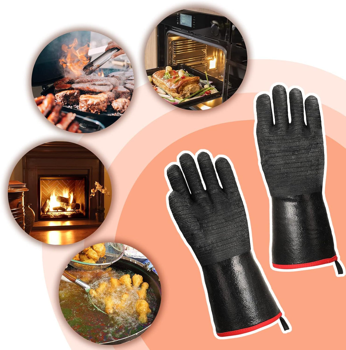 Schwer Heat Resistant BBQ Glove for Oven & Fryer Smoker, CR8000, 14inch