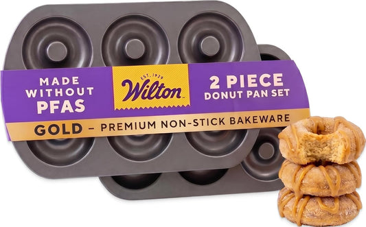 Wilton Gold Non-Stick Donut Pan Set, Made Without PFAS, 2-Piece