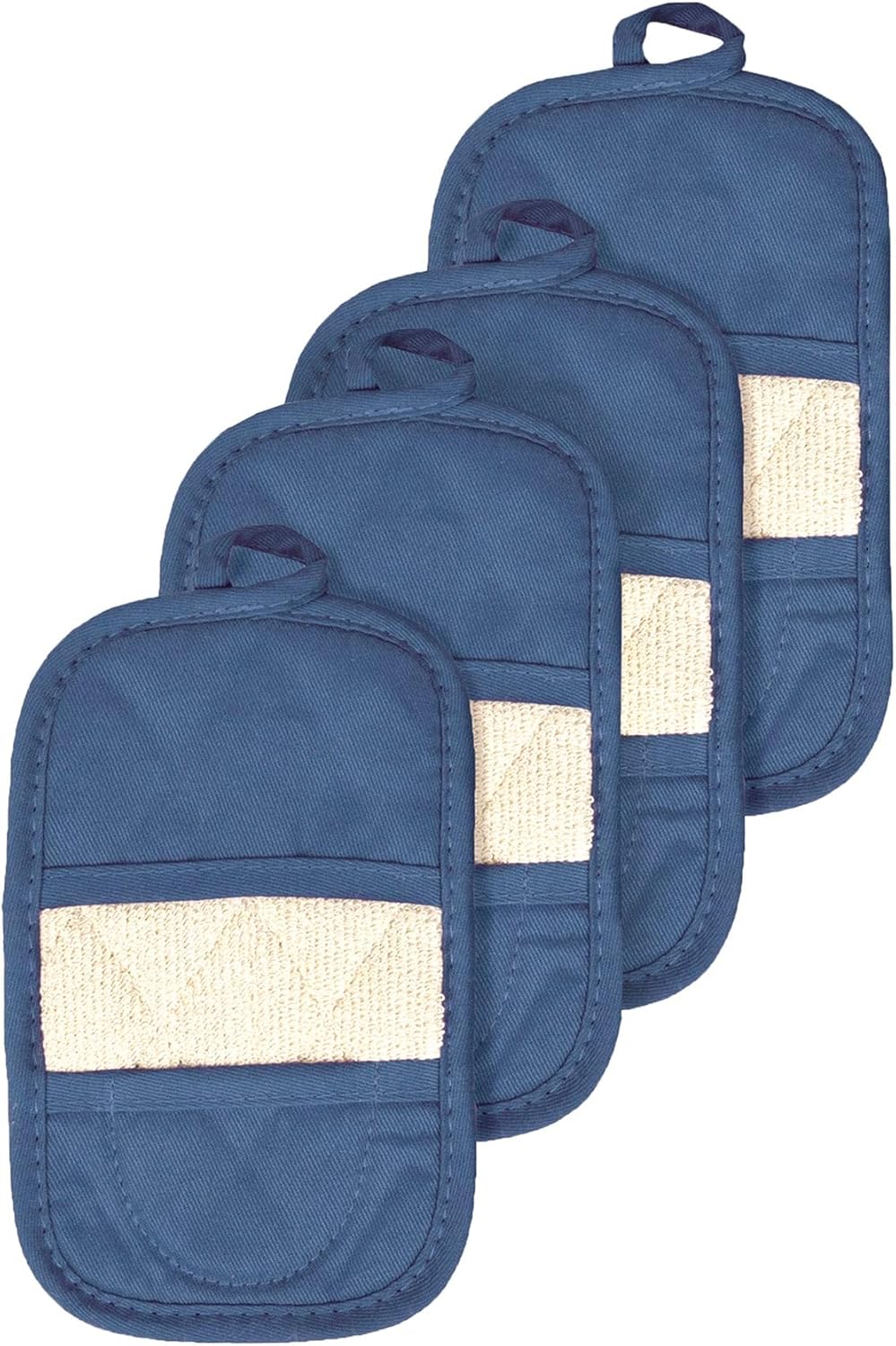 RITZ Premium Pot Holders & Heating Pads (4-Pack), 8.5" x 5.5", Heat Resistant, 100% Cotton Terry-Looped Pocket, Kitchen and Barbeque, Black