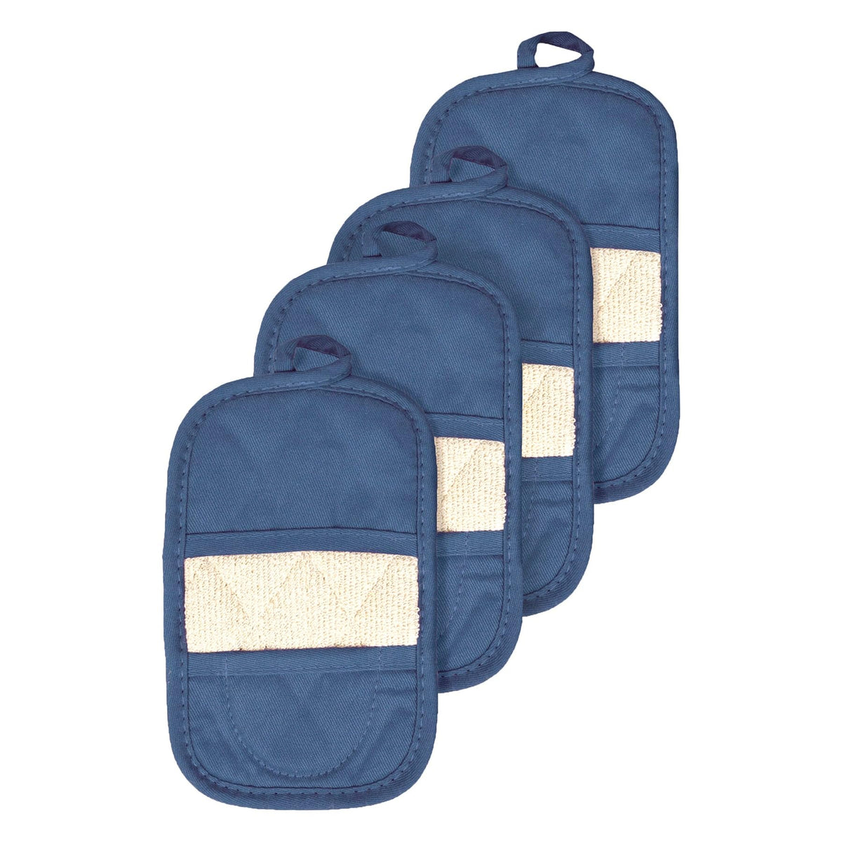 RITZ Premium Pot Holders & Heating Pads (4-Pack), 8.5" x 5.5", Heat Resistant, 100% Cotton Terry-Looped Pocket, Kitchen and Barbeque, Black