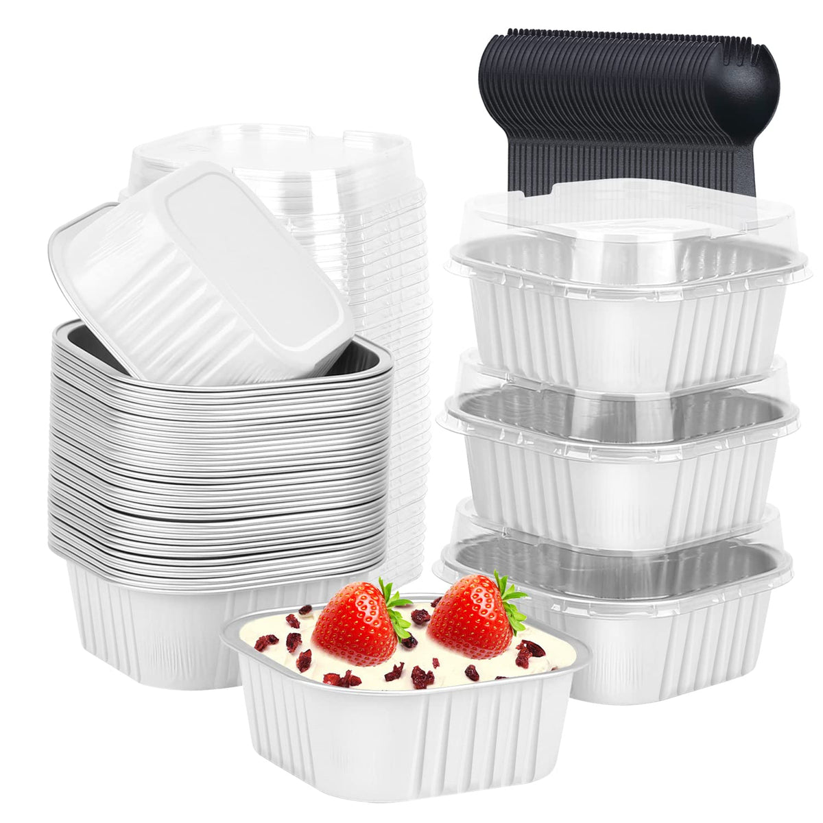 LNYZQUS 10oz Mini Cake Pans with Lids, Small Cinnamon Roll Containers