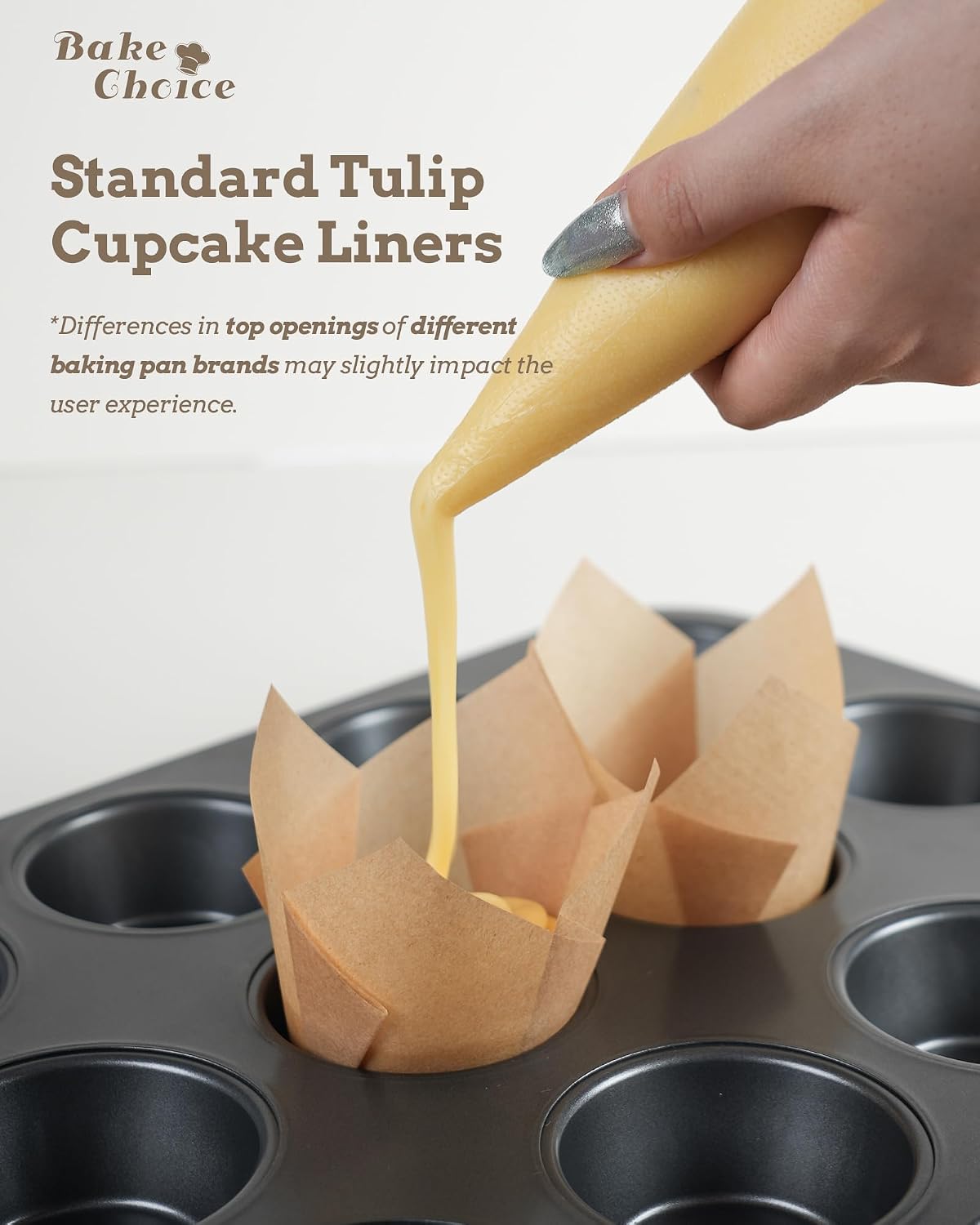 Bake Choice 200pcs Natural Tulip Cupcake Liners for Baking Muffin Liners