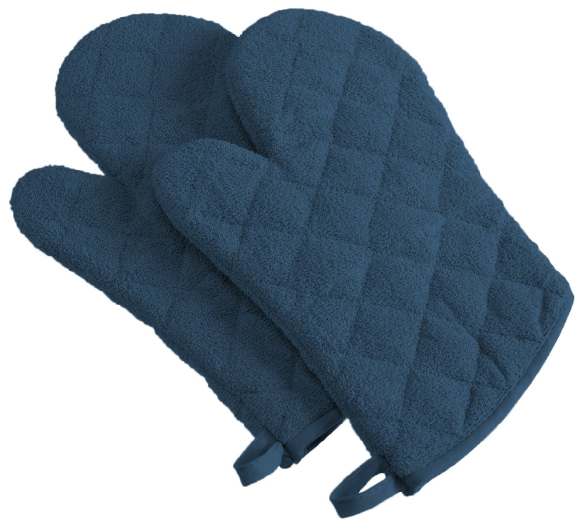 DII Basic Terry Collection 100% Cotton Quilted, Oven Mitt, Nautical Blue, 2 Piece
