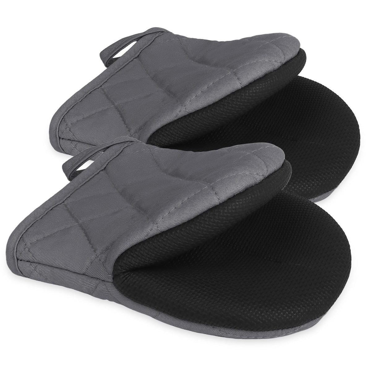 Goldmeet Mini Oven Mitts 2-Pack, 7"x5.5", 500°F Silicone Grip, Gray