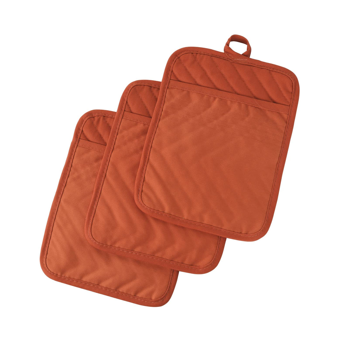 Anyi Pot Holders and Oven Mitts 7" X 9" Heat Resistant Cotton Pocket Pot Holder Set Feature of Non Slip Kitchen Hot Pad Oven Mitts, 3-Pack (Hunter Green)