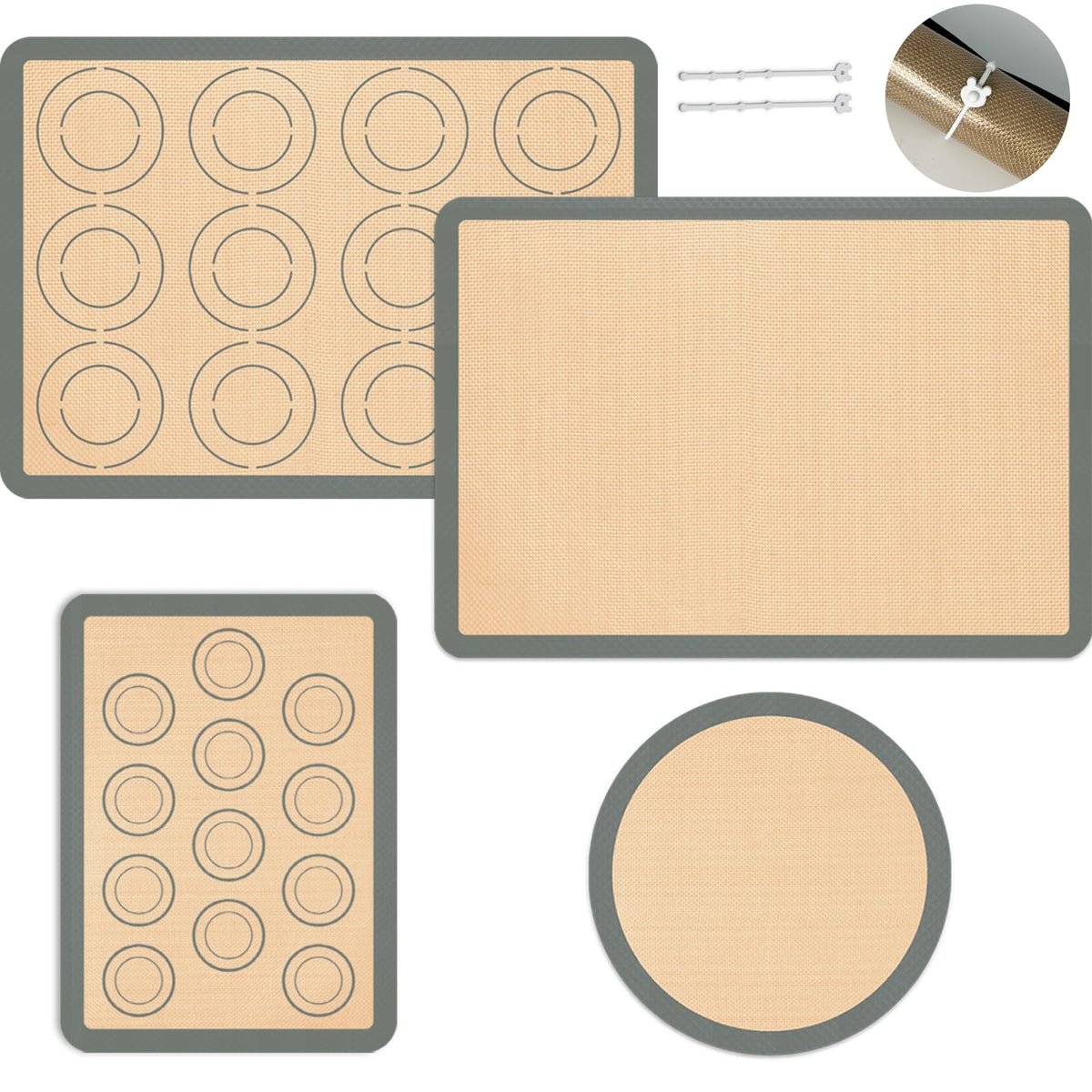 Koolstuffs Silicone Baking Mat, Nonstick and Reusable, 3 Pack