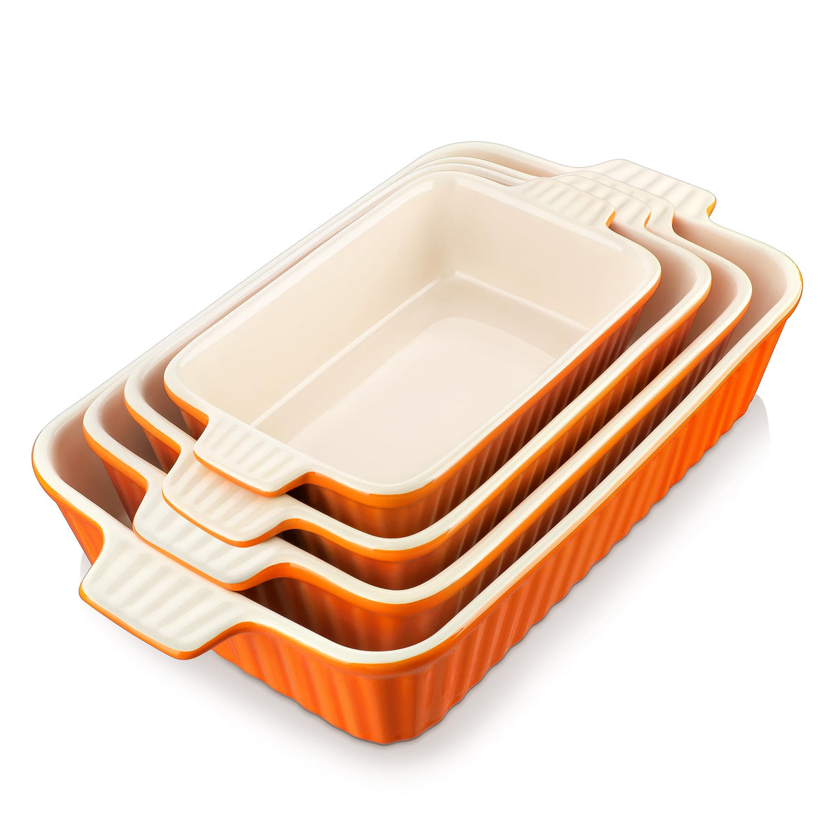 MALACASA Casserole Dishes for Oven, Ceramic Baking Dishes Set of 4, White