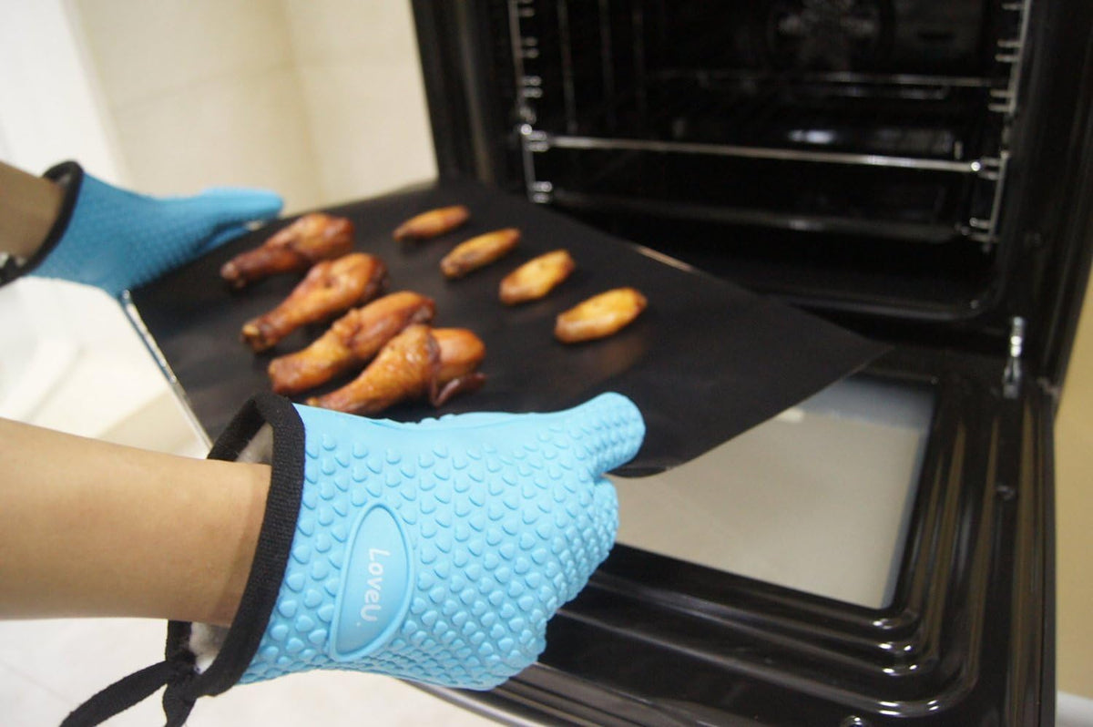 Silicone Oven Mitts Gloves - Heat Resistant, Non-Slip for BBQ, Grilling