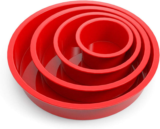 4-Piece Silicone Cake Pans Sets, Nonstick Round Cake Molds