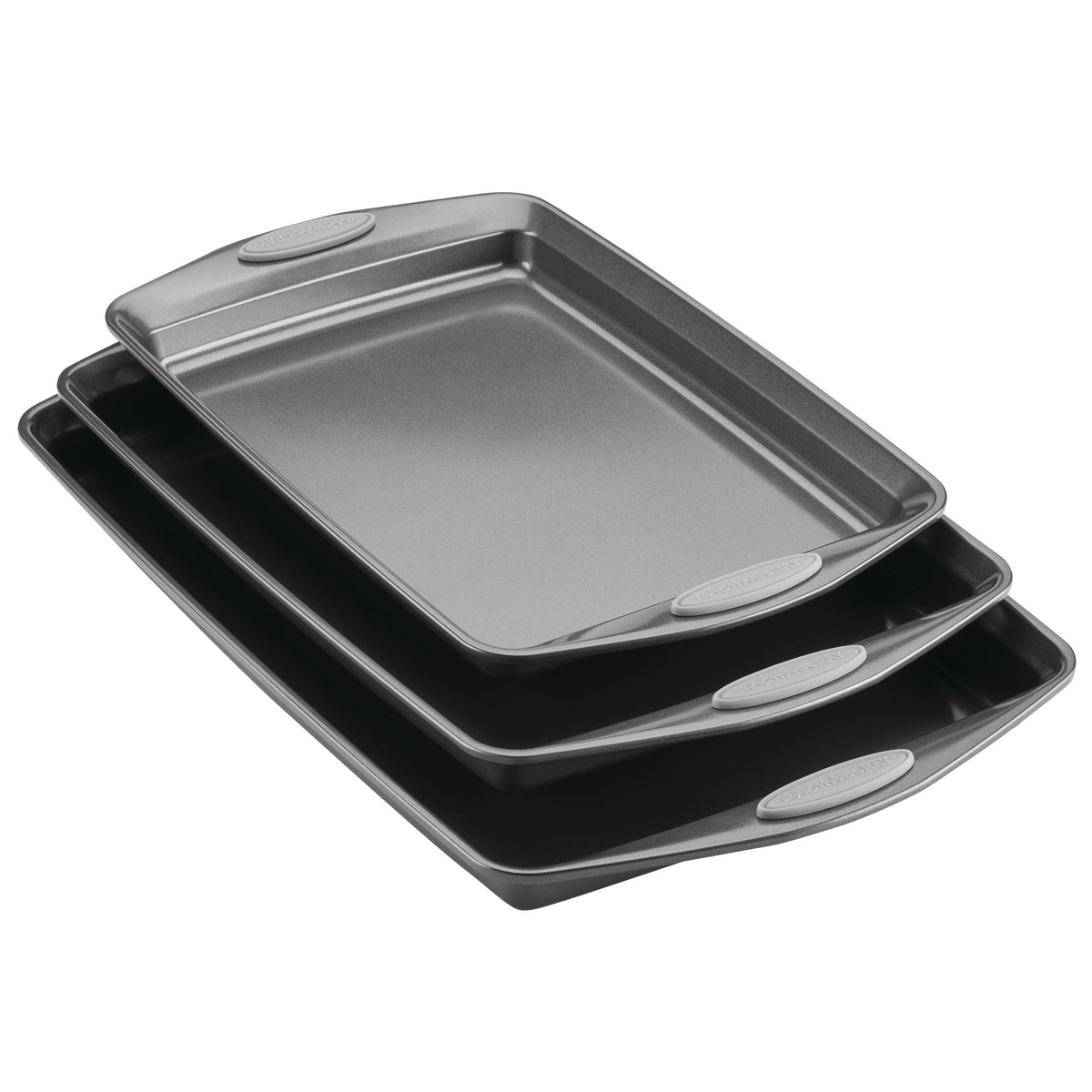 Rachael Ray Nonstick Bakeware Cookie Pan Set, Baking Sheets, 3-Piece, Gray