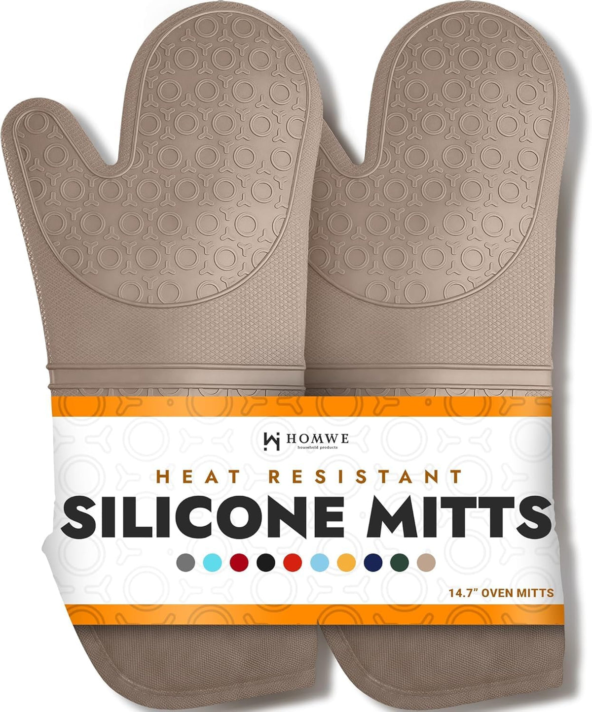 BPA-Free Silicone Oven Mitts Ultra Heat Resistant up to 500°F - Oven Mitts with Thick Cotton Liner - Long Slip Resistant Pot Holders, Flexible Oven Gloves - Black 13.7"