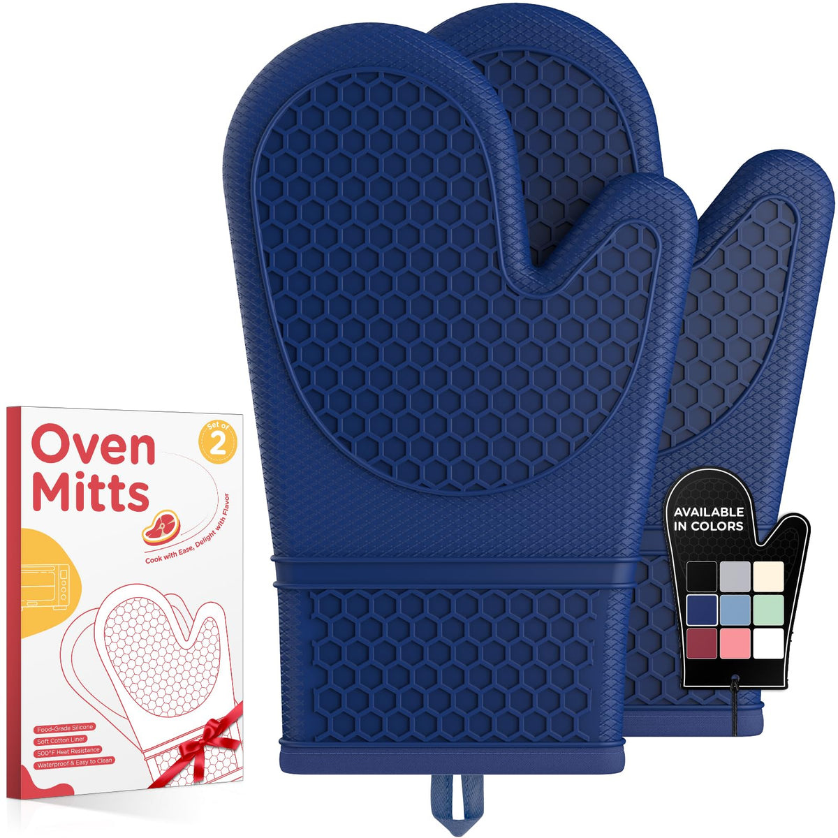 Kitsure Silicone Oven Mitts, Kitchen Gadgets, Apartment Essentials, Black