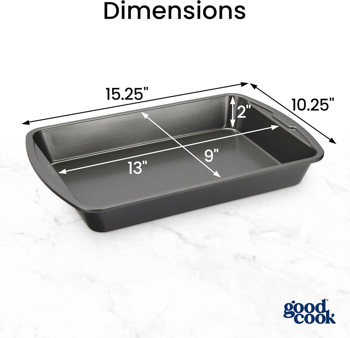 Good Cook Everyday Bake & Roast Pan with Scratch-Resistant Metal-Utensil Safe Nonstick, 13 x 9-Inch, Gray