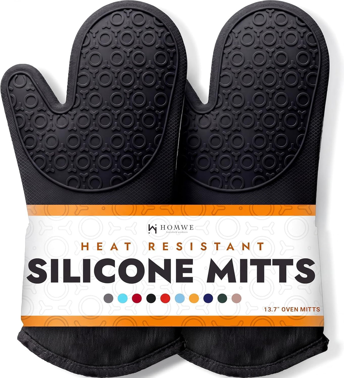 BPA-Free Soft Silicone Oven Mitts - Ultra Heat Resistant Oven Mitts with Thick Cotton Liner - Extra Long Slip Resistant Pot Holders, Flexible Oven Gloves