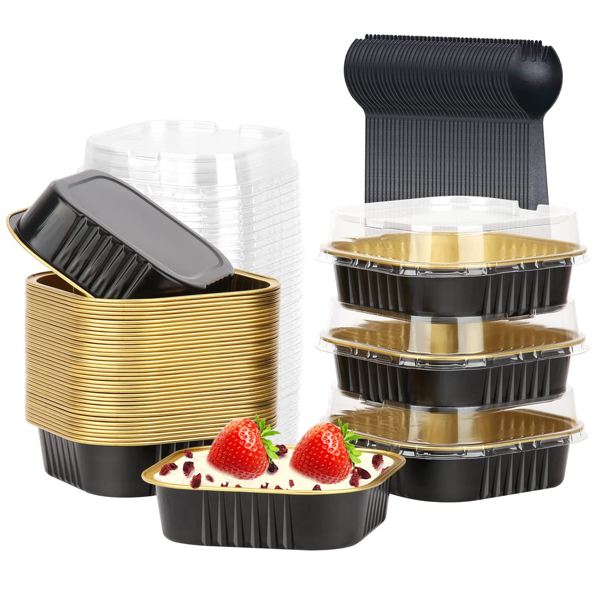 LNYZQUS 10oz Mini Cake Pans with Lids, Small Cinnamon Roll Containers
