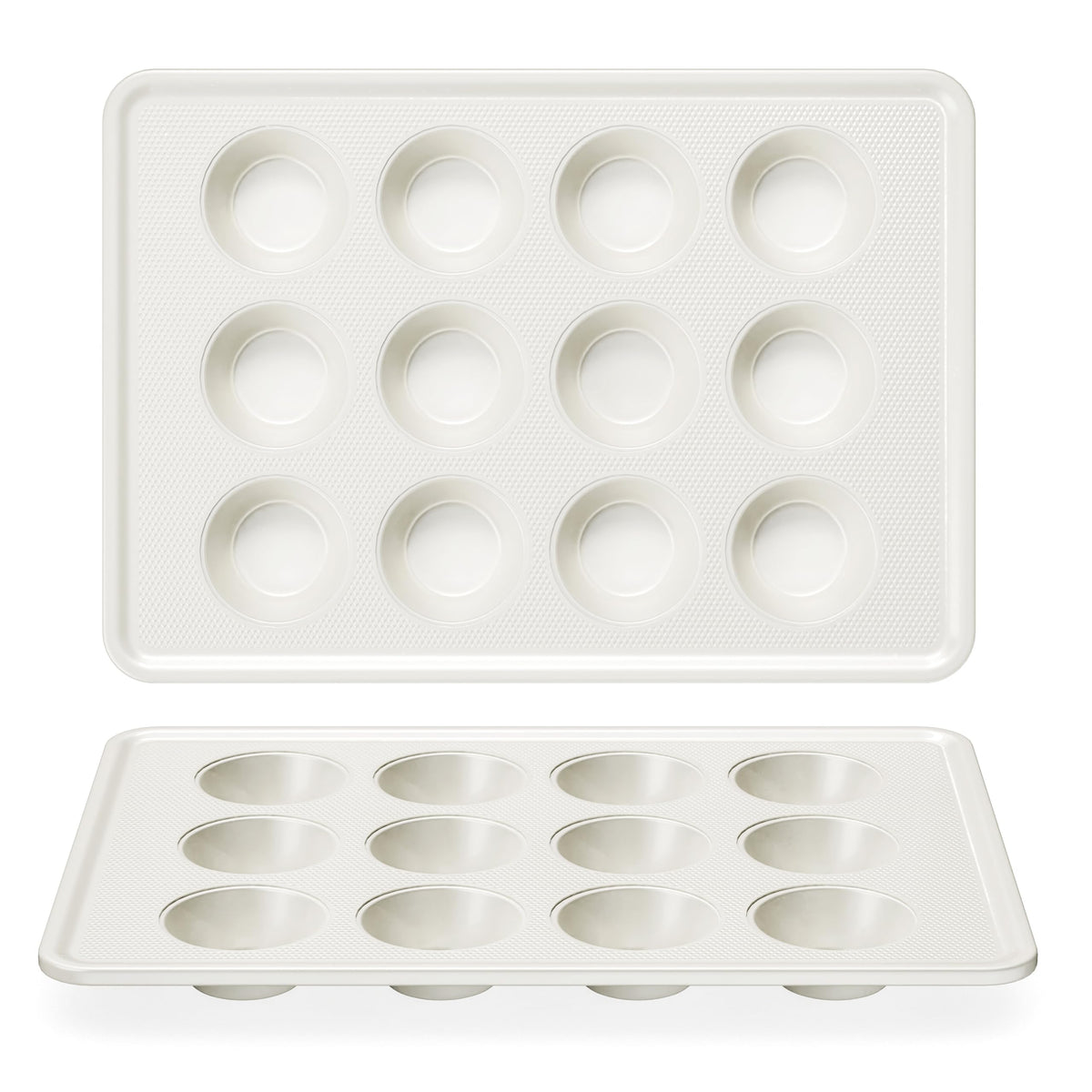 HONGBAKE Muffin Pans for Baking, Nonstick Cupcake Tin with 120 Parchment Liners, 2 Pack 12 Cup Premium Cheesecake Trays - Gray