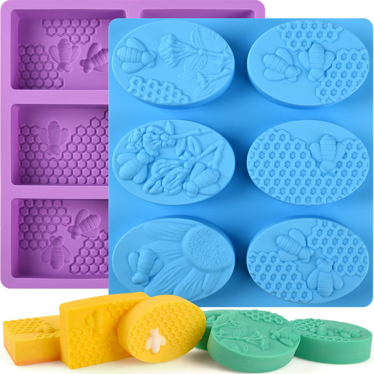 Sakolla 2 Pack Insect Silicone Soap Molds, 6-Cavity Dragonfly Butterfly Ladybug Shape Silicone Molds for Soap Making, DIY Baking Mold for Lotion Bars, Chocolate, Candy, Muffin, Biscuit, Cookie Pans