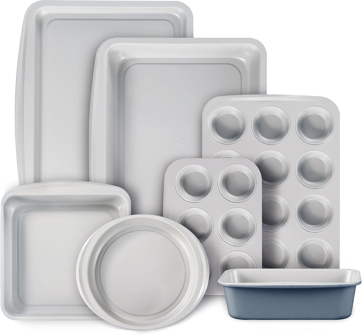 CAROTE 7-Piece Baking Pans Set, Nonstick Bakeware Sets, Gray & Blue