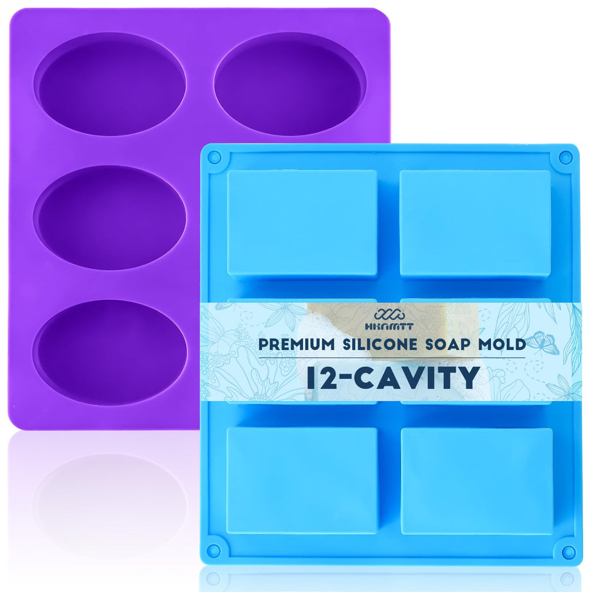 HKNMTT Halloween Silicone Molds for Baking Extra large, 6 Cavities 3D Skull Cake Pizza Pan Molds, Nonstick Halloween Skeleton Mold for Soap Ice 2PCS