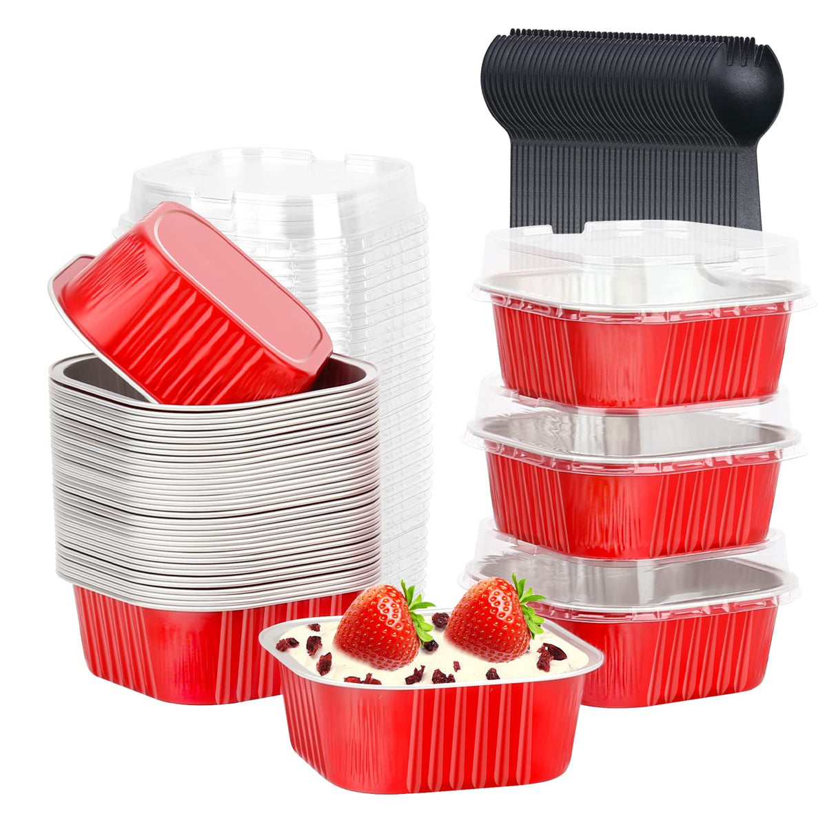 LNYZQUS 10oz Mini Cake Pans with Lids, Small Cinnamon Roll Containers
