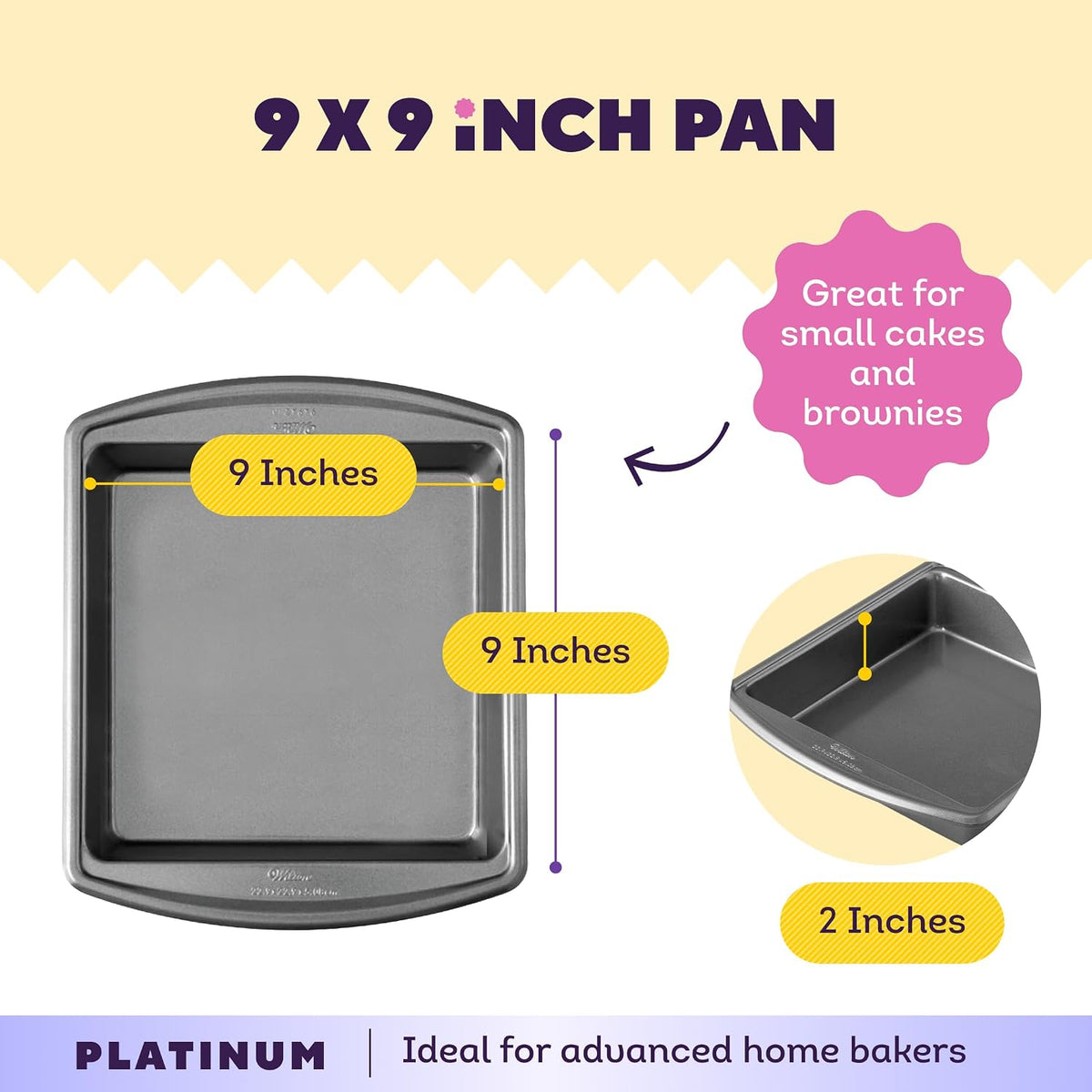 Wilton Platinum Non-Stick Square Pan, Made Without PFAS, 9 x 9 in
