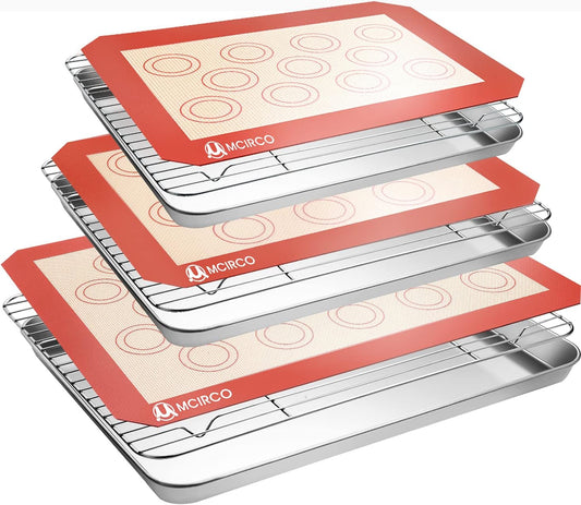 M MCIRCO Baking Sheet with Cooling Rack, Baking Mat Set, Set of 9