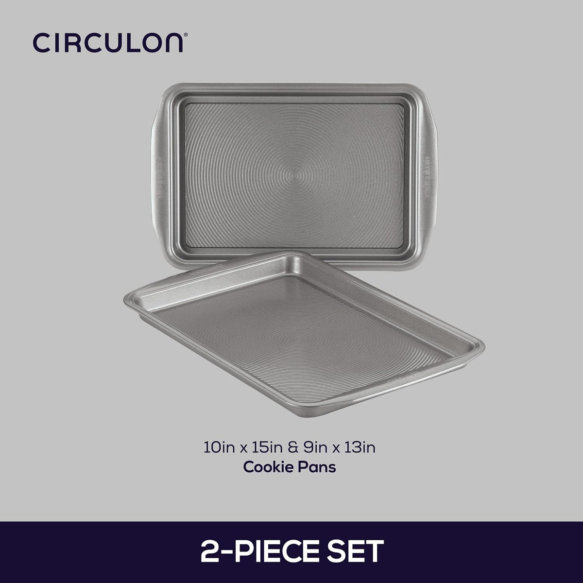 Circulon Bakeware Nonstick Cookie Pan Set, Cookie Sheets for Baking, 2-Piece, Gray