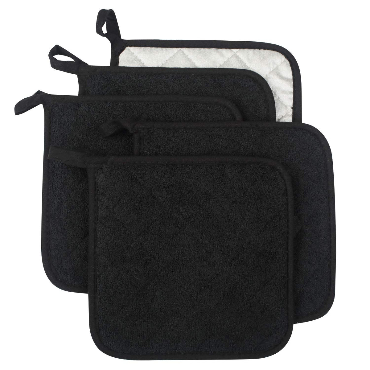 100% Cotton Kitchen Everyday Basic Terry Pot Holder Heat Resistant Coaster Potholder for Cooking and Baking Set of 5 Brown