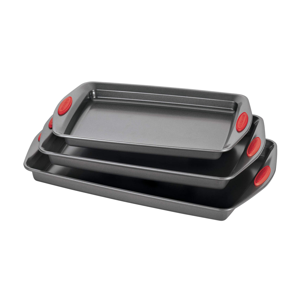 Rachael Ray Nonstick Bakeware Cookie Pan Set, Baking Sheets, 3-Piece, Gray