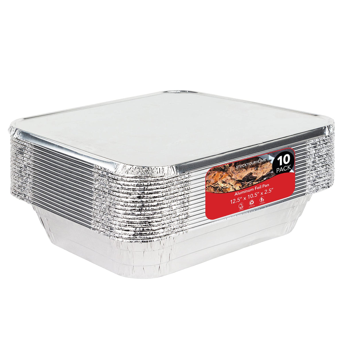 Stock Your Home Aluminum Pans 9x13 Disposable Foil Pans (30 Pack) - Half Size Steam Table Deep Trays - Tin Foil Pans Great for Cooking, Heating, Storing, Prepping Food