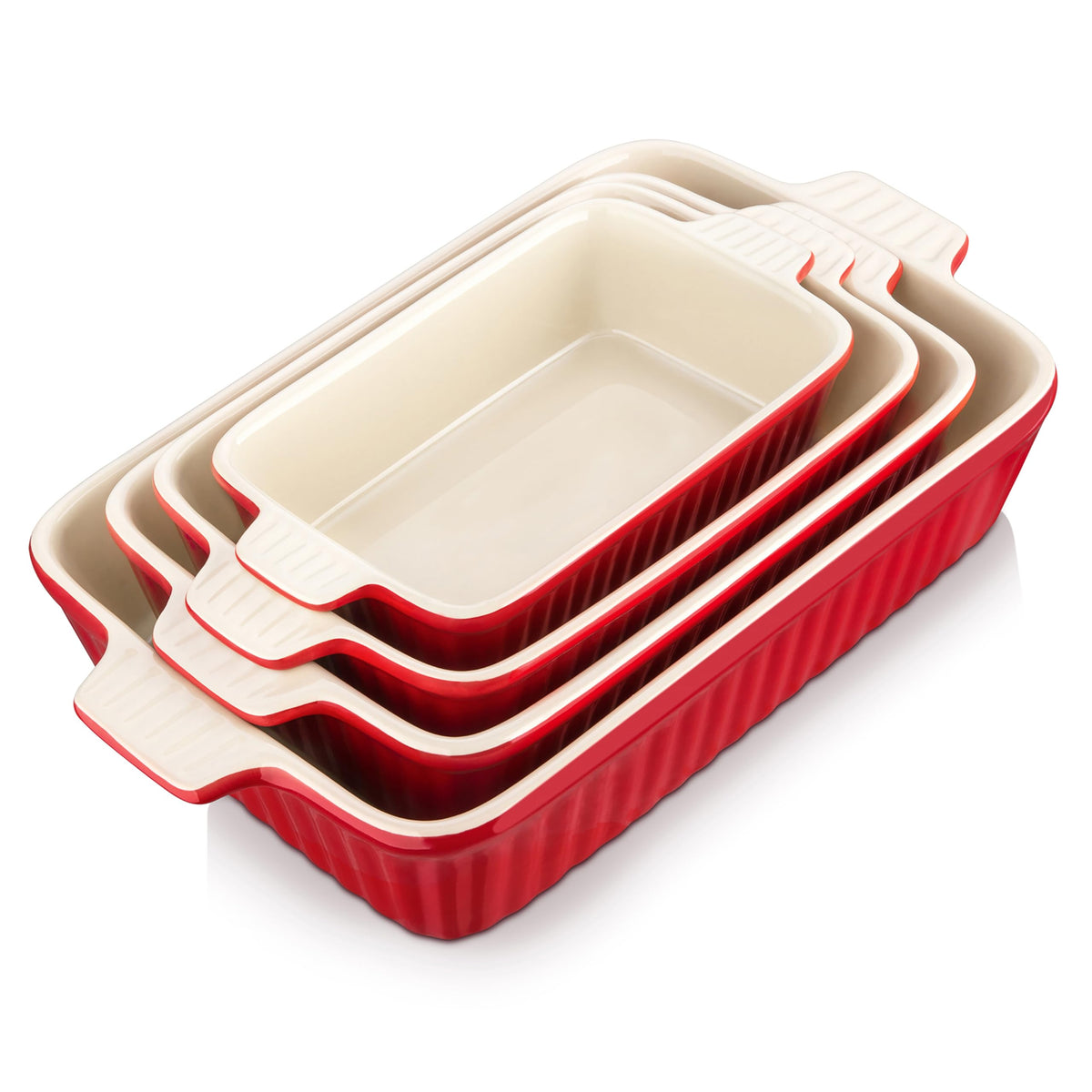 MALACASA Casserole Dishes for Oven, Ceramic Baking Dishes Set of 4, White