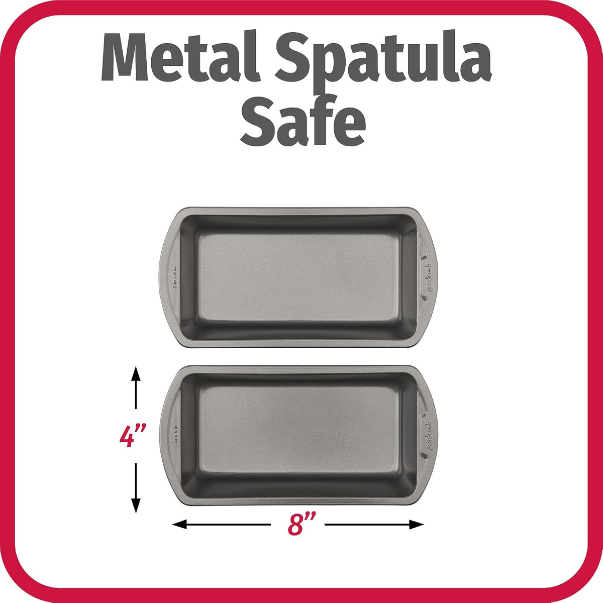 GoodCook Nonstick Loaf Pan 8 x 4-Inch Heavy-Duty Steel Bakeware with Easy-Clean Non-Stick Coating, Oven & Dishwasher Safe Pan for Meatloaf Breads Lasagnas Casseroles & More, Set of 2, Gray