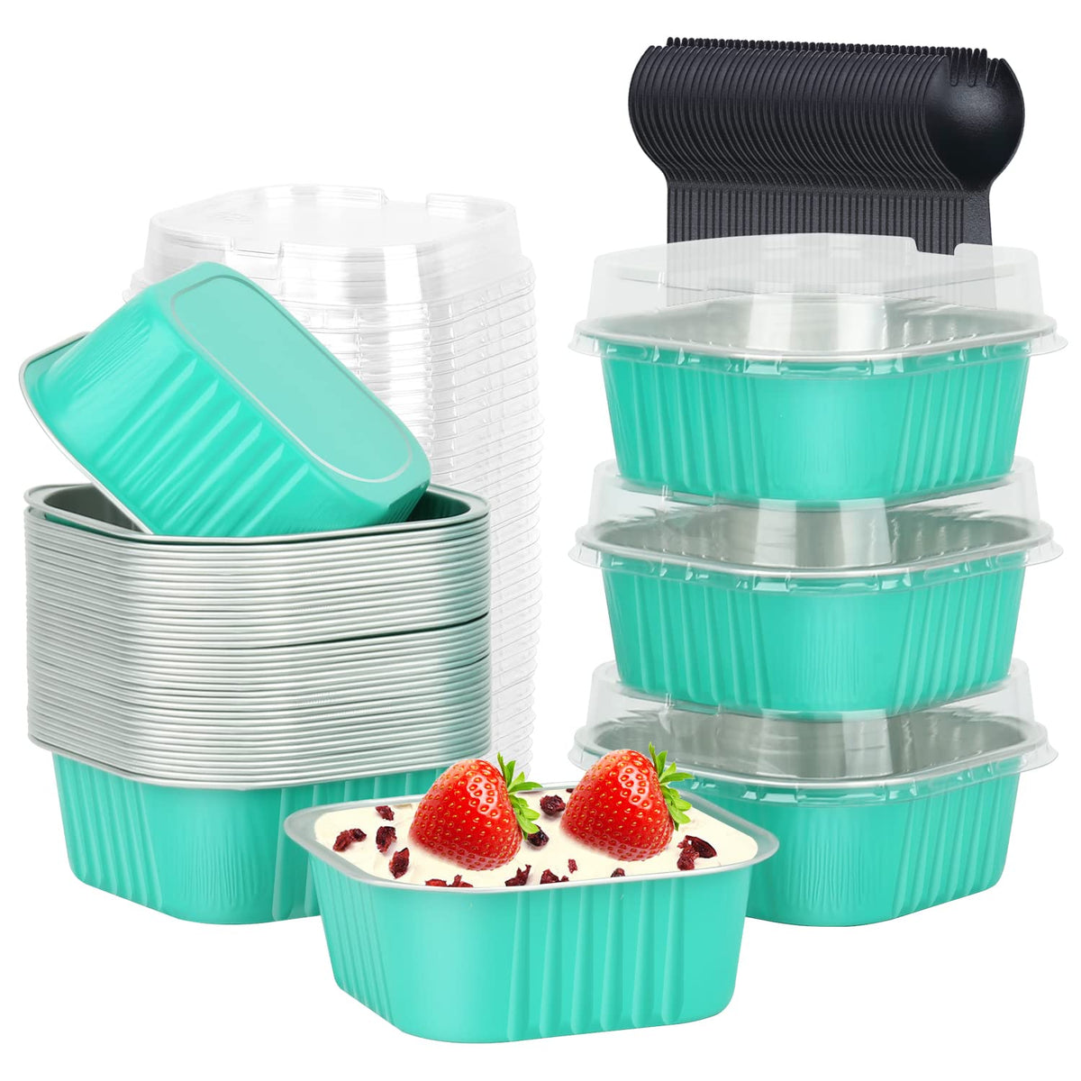 LNYZQUS 10oz Mini Cake Pans with Lids, Small Cinnamon Roll Containers