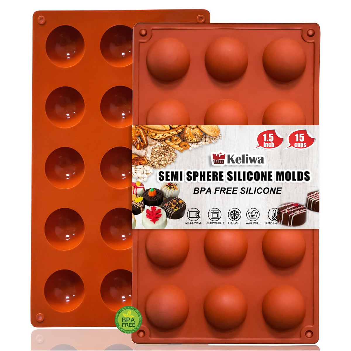 3 Pcs Round Chocolate Cookie Molds Set,12-Cavity Silicone Mold with 30 Clear Treat Boxes, Round Baking Mold for Candy, Mini Cake, Individually Wrapped Cakesicle Party Favor Packaging