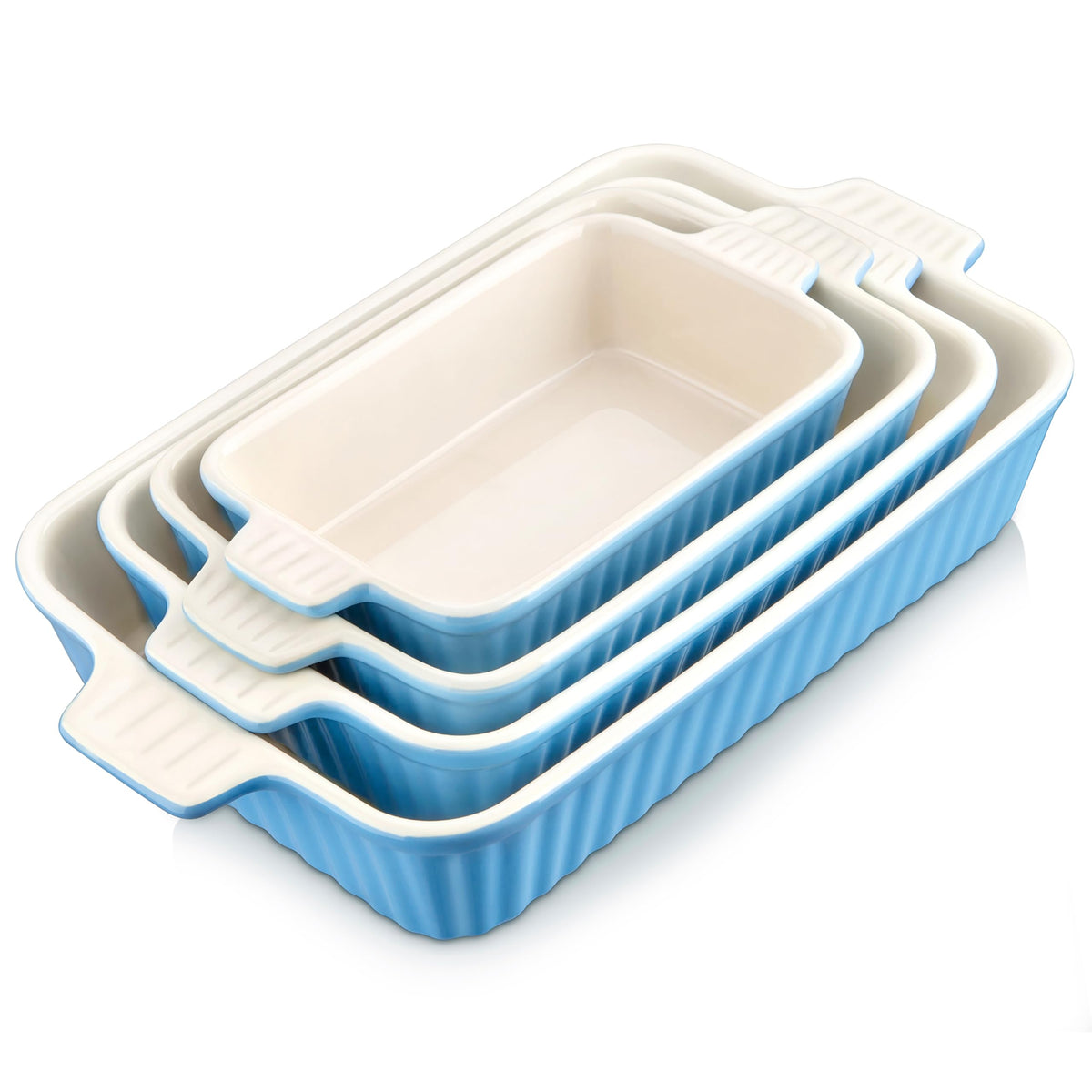 MALACASA Casserole Dishes for Oven, Ceramic Baking Dishes Set of 4, White