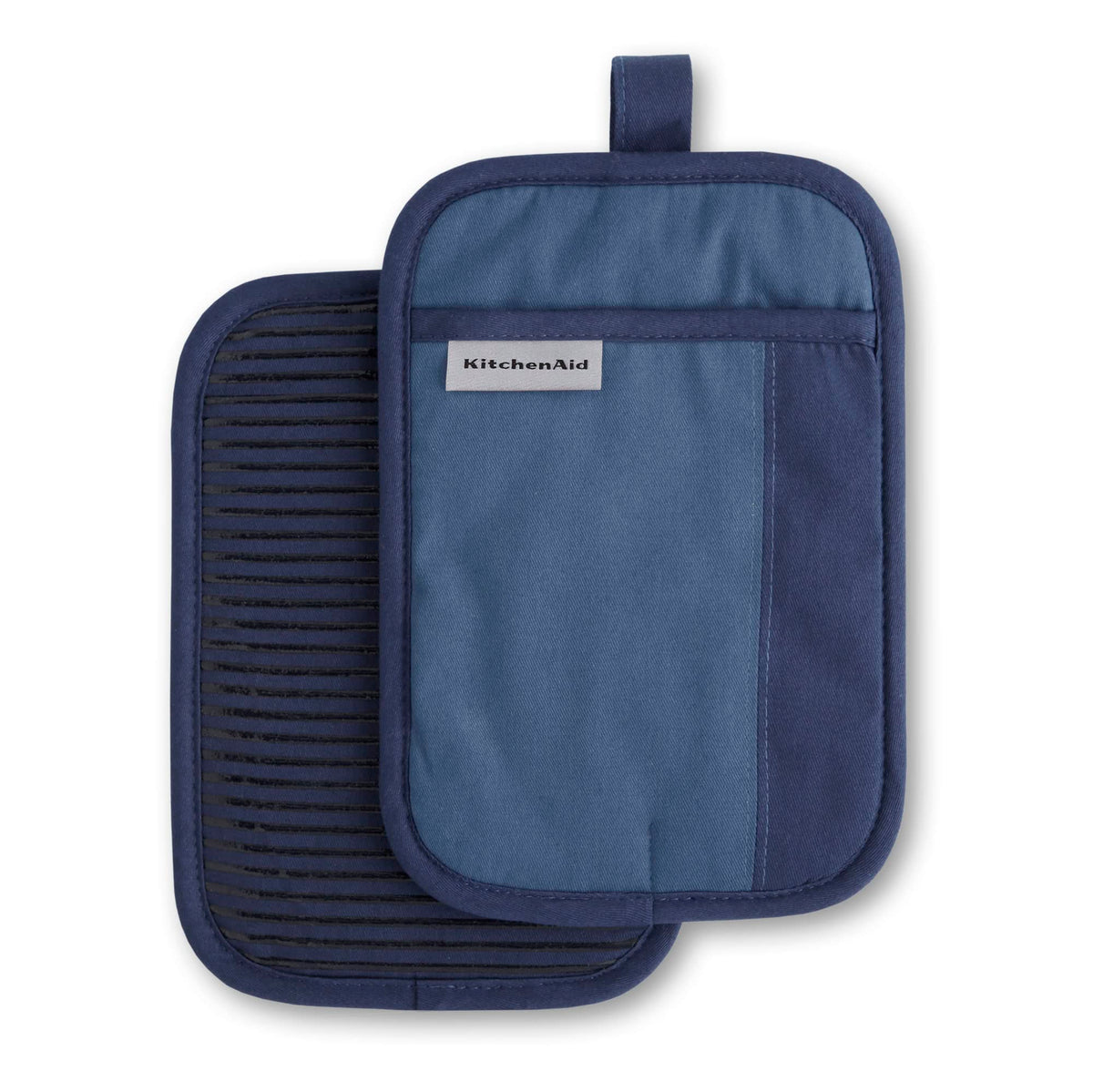 KITCHENAID Beacon Two-Tone Pot Holder 2-Pack Set, Contour Silver/Matte Black, 7"x10"