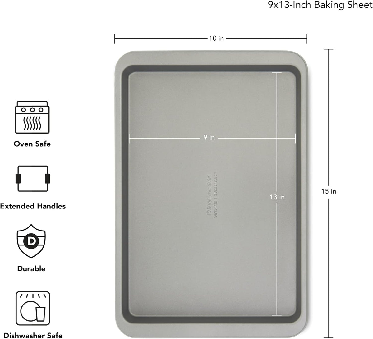 KitchenAid 9x13in Nonstick Aluminized Steel Baking Sheet, Contour Silver