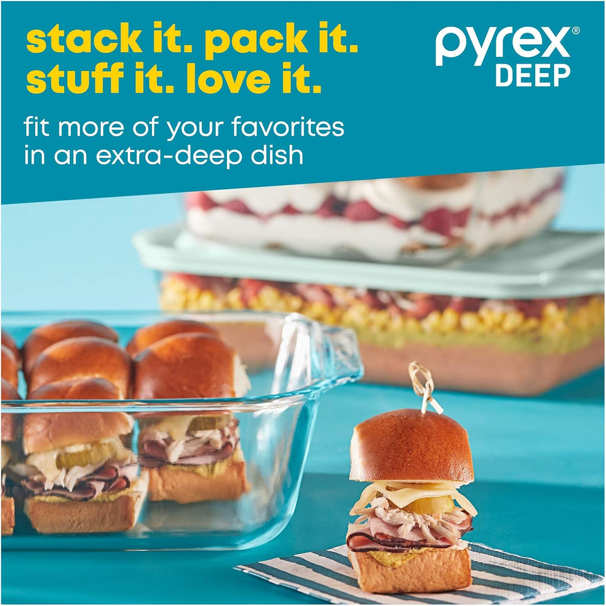 Pyrex Deep 3-Pack Glass Baking Dish Set (9"x13", 7"x11", 8"x8")