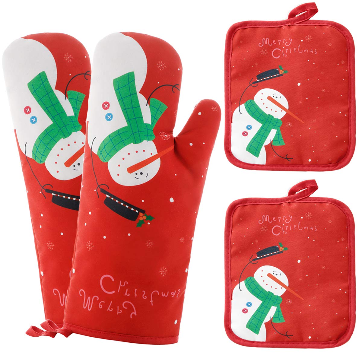 WinChange Oven Mitts and Potholders BBQ Gloves-Oven Mitts and Pot Holders Sets with Recycled Cotton Infill Silicone Non-Slip Cooking Gloves for Cooking Baking Grilling (4-Piece Set,Grey)