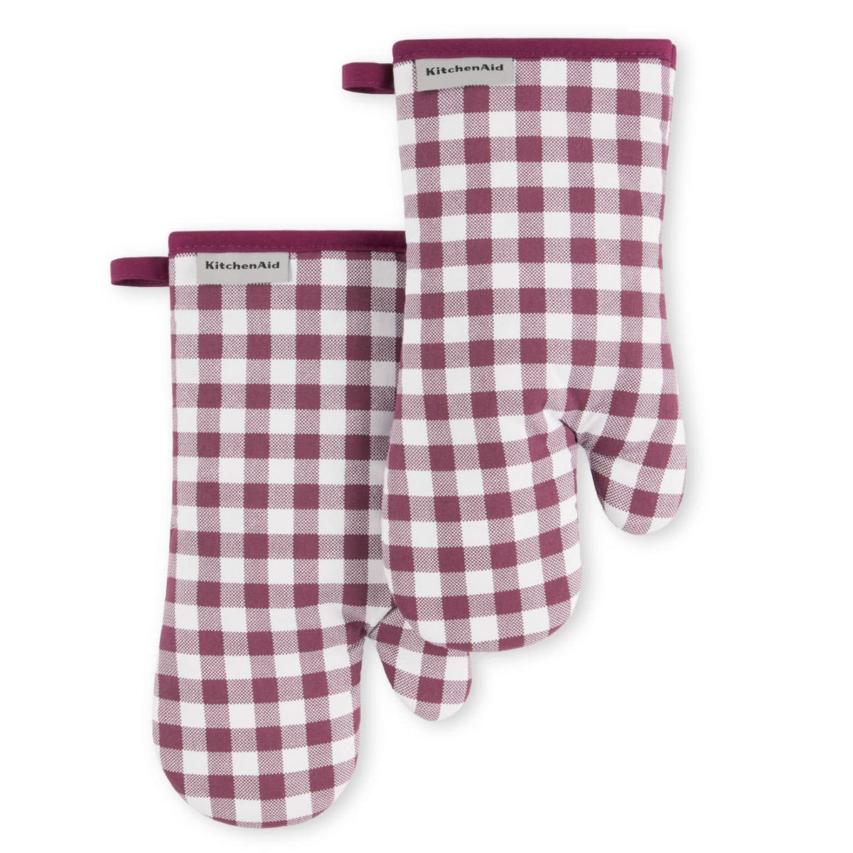 KitchenAid Gingham Oven Mitt 2-Pack Set, Blue Velvet, 7"x13"