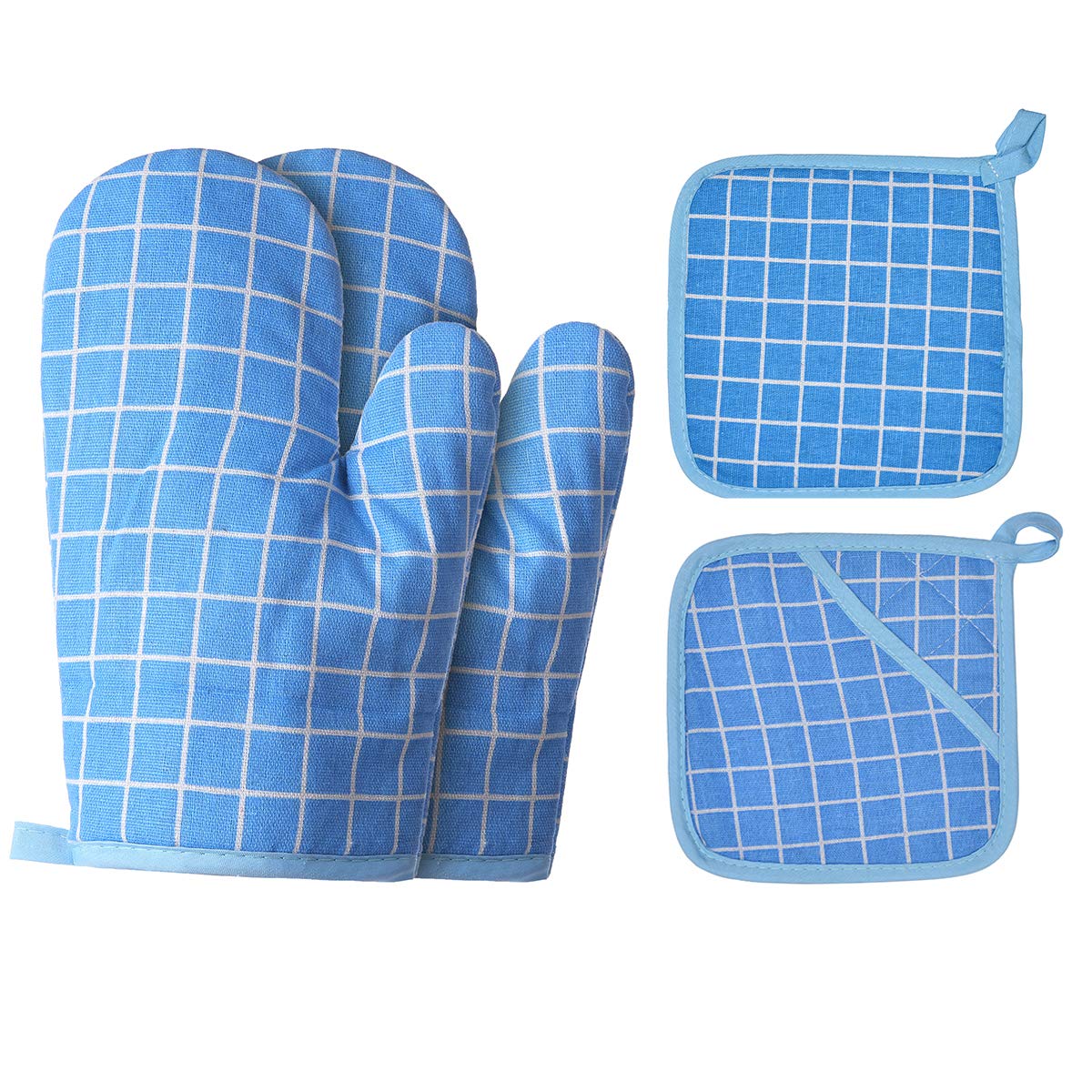 WinChange Oven Mitts and Potholders BBQ Gloves-Oven Mitts and Pot Holders Sets with Recycled Cotton Infill Silicone Non-Slip Cooking Gloves for Cooking Baking Grilling (4-Piece Set,Grey)