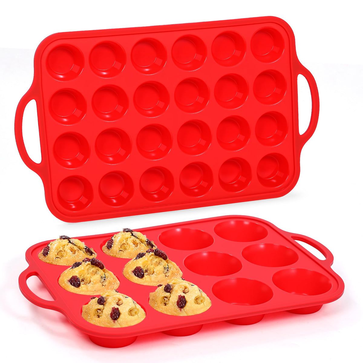 CAKETIME 12 Cups Silicone Muffin Pans for Baking - Regular Size Cupcake Pan Muffin Tin for Baking Nonstick Food Grade Silicone Molds