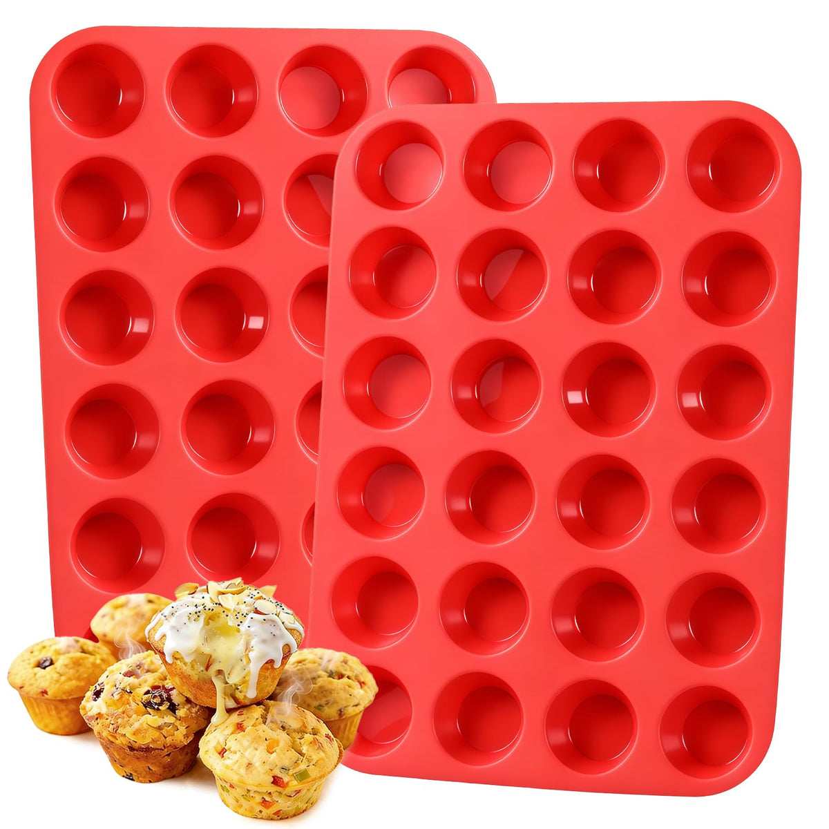 CAKETIME 12 Cups Silicone Muffin Pans for Baking - Regular Size Cupcake Pan Muffin Tin for Baking Nonstick Food Grade Silicone Molds